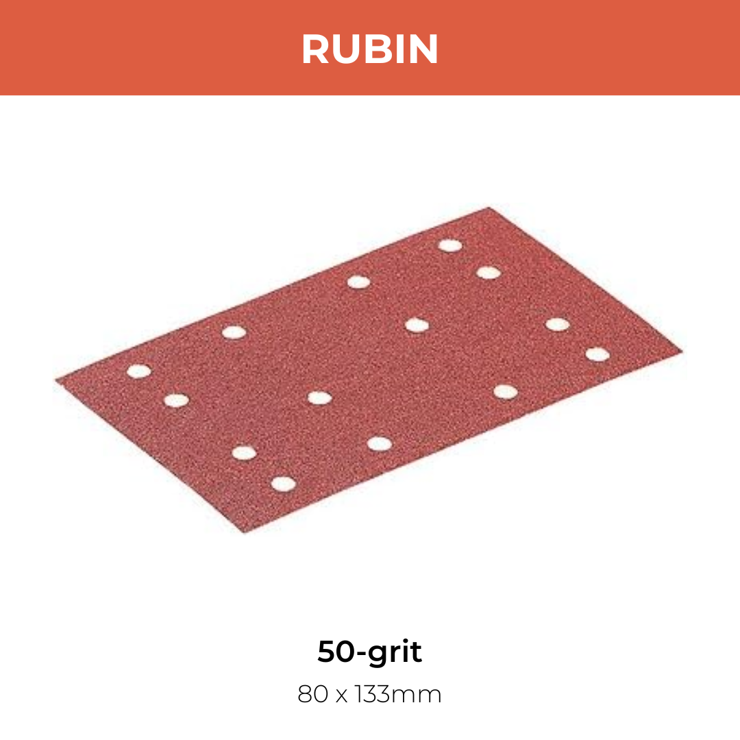 Festool 490387 50-Grit 50ct Rubin Sanding Sheet for RS 400 and LS 130 Sanders