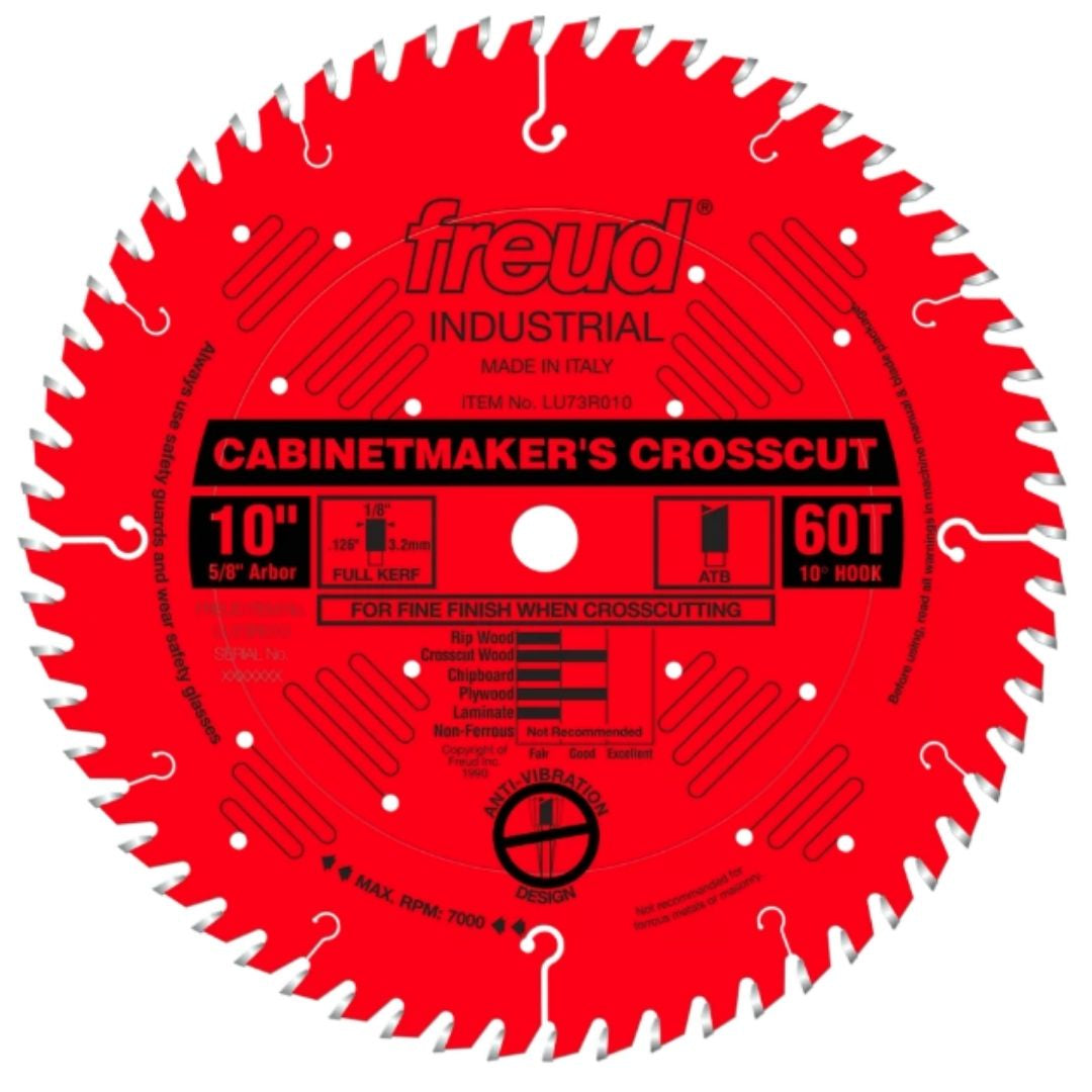 Freud 10" Cabinetmaker’s Crosscut Blade 10x60x5/8ATB LU73R010