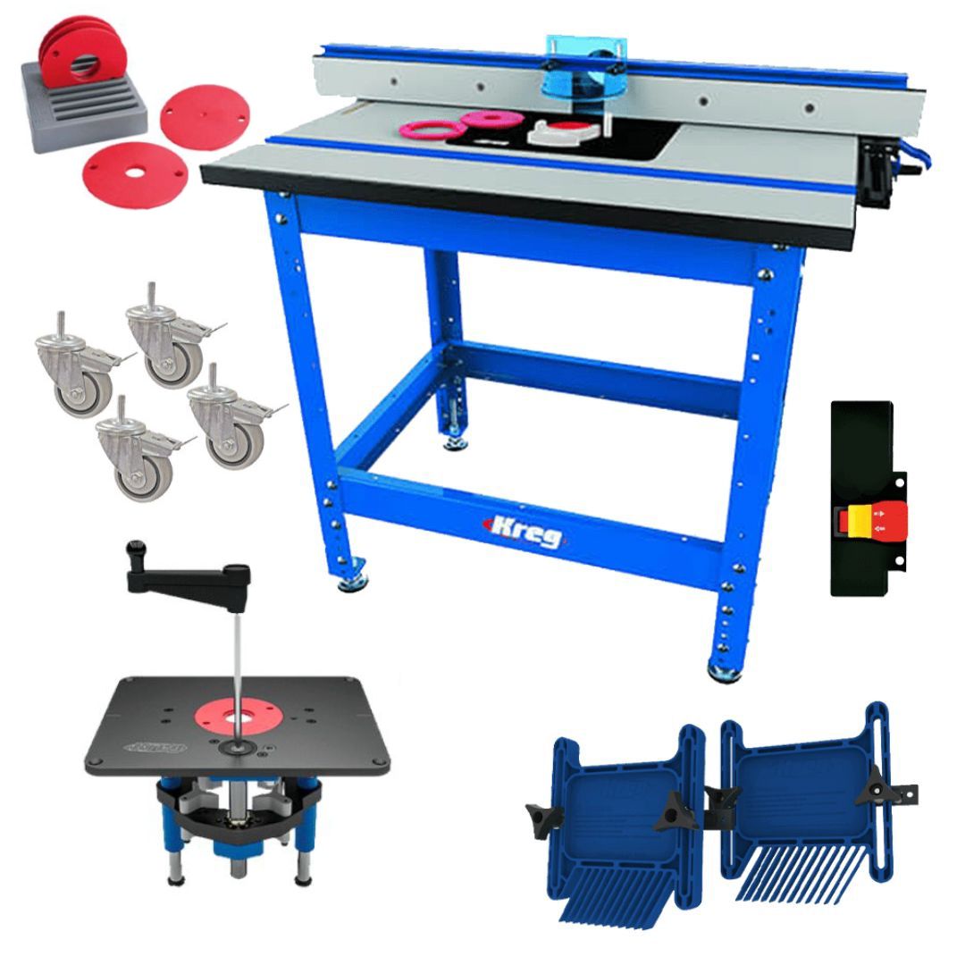 Kreg KL3 PRS1045 Pro II Router Table Package – Router Lift – Feather Boards – Router Table Switch – Digital Readout