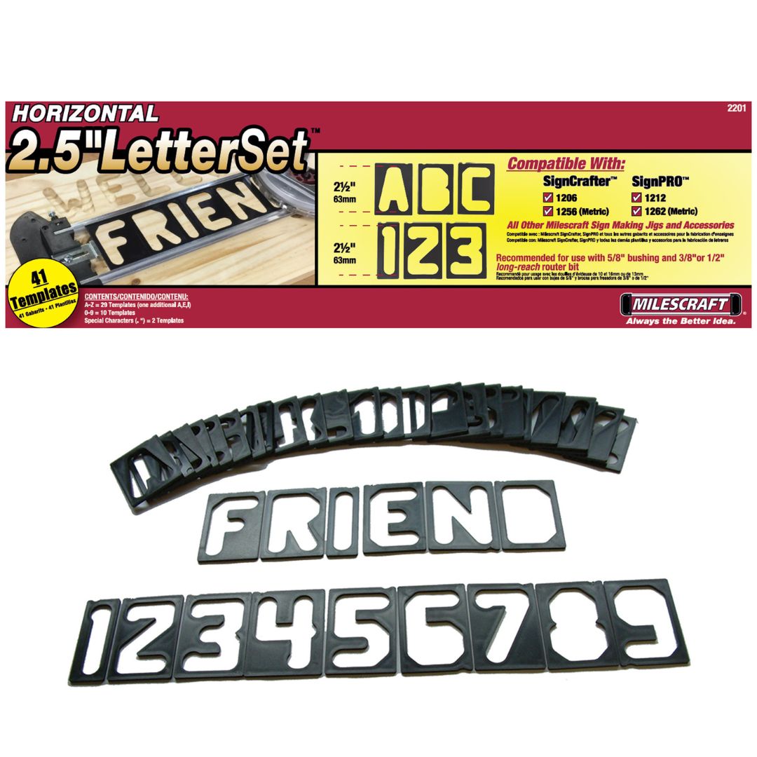 Milescraft 2.5" Horizontal Letter Number Template Set