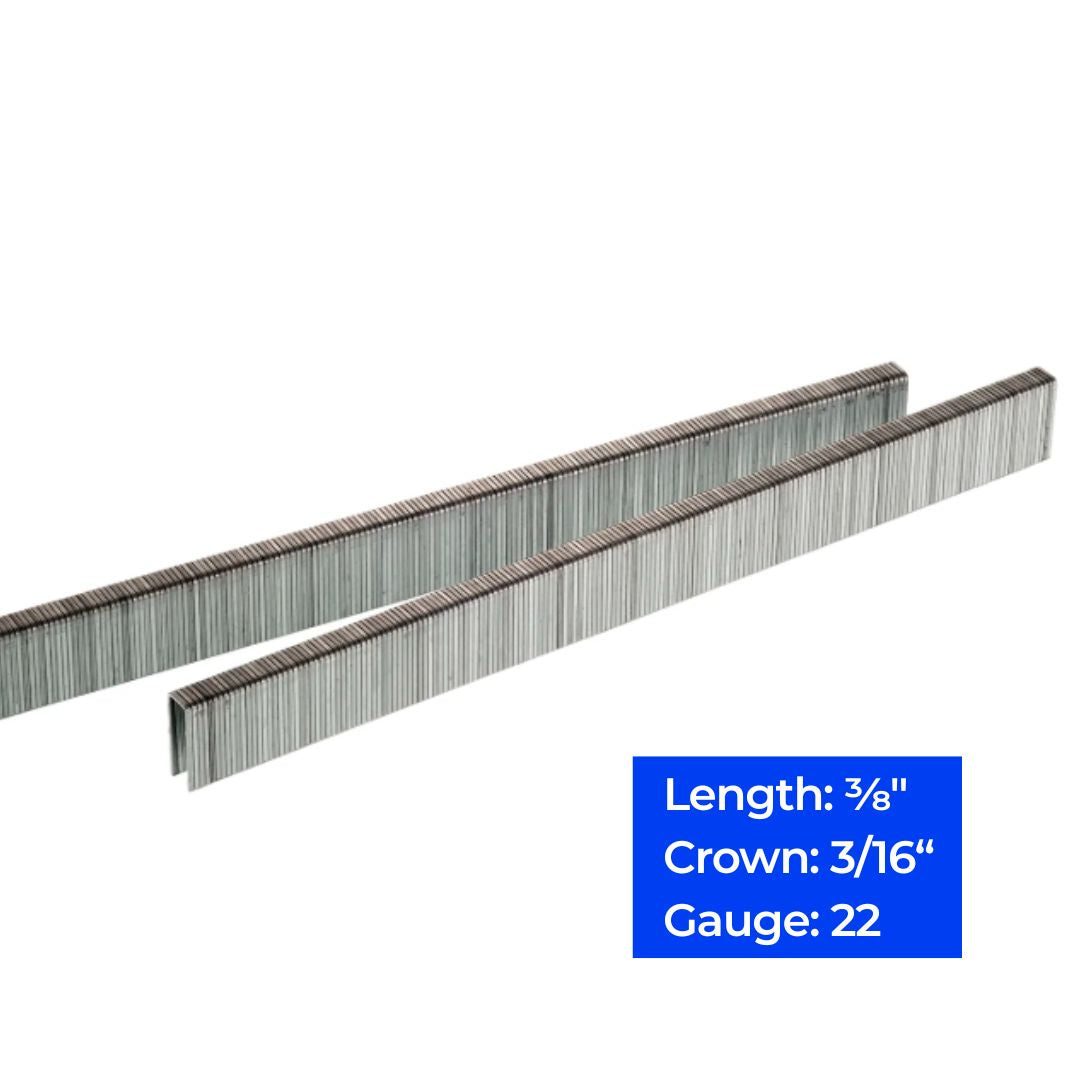 22ga 3/16″ Crown Fine Wire Staples 3/8", 30,000 ct