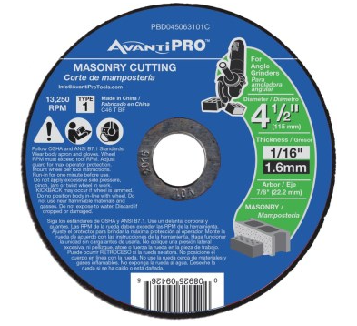 4.5"x1/16"x7/8" Masonry