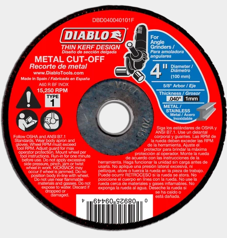 4" x .040 x 5/8" Thin Kerf Metal Cutoff