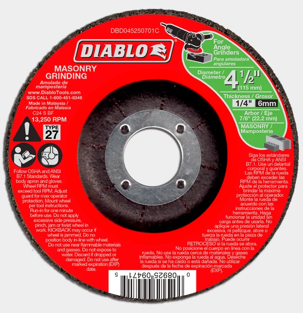 4" x 1/4" x 5/8" Masonry Grind Cutoff