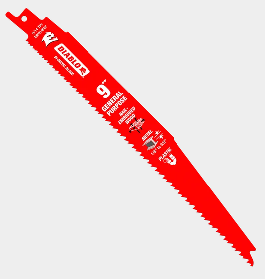 9" 8/14 TPI Bi-Metal Reciprocating Saw Blades for General Purpose Cuts (5-pk)