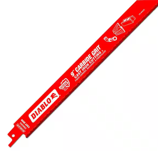 9 in. Carbide Grit Reciprocating Saw Blade for Cast Iron Cutting
