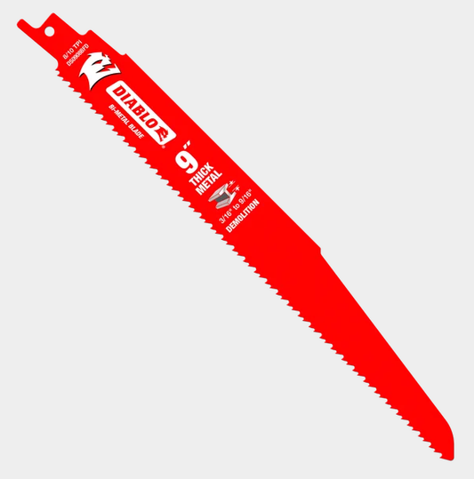 9" 8/10 TPI Bi-Metal Reciprocating Saw Blades for Thick Metal (2-pk)