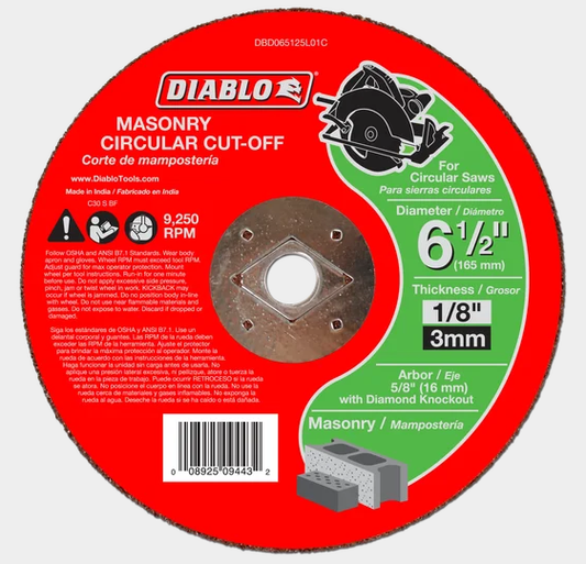 6-1/2" Carbide Masonry Cut-Off Disc