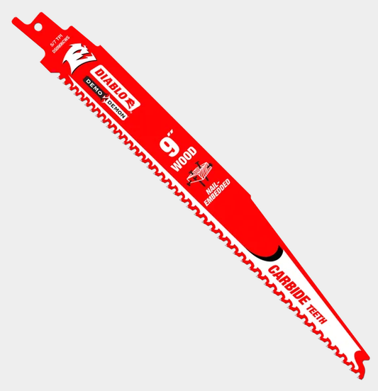 9" 5/7 TPI Demo Demon™ Carbide Teeth Reciprocating Saw Blades for Nail-Embedded Wood (3 Pk)