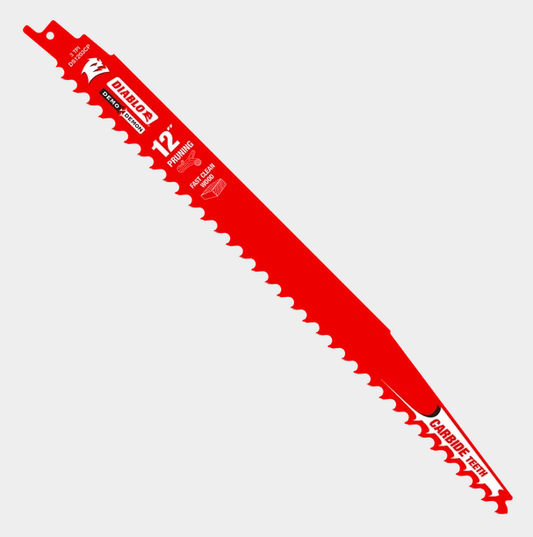 12" 3TPI Demo Demon™ Carbide Teeth Reciprocating Saw Blades for Pruning and Clean Wood (3-pk)