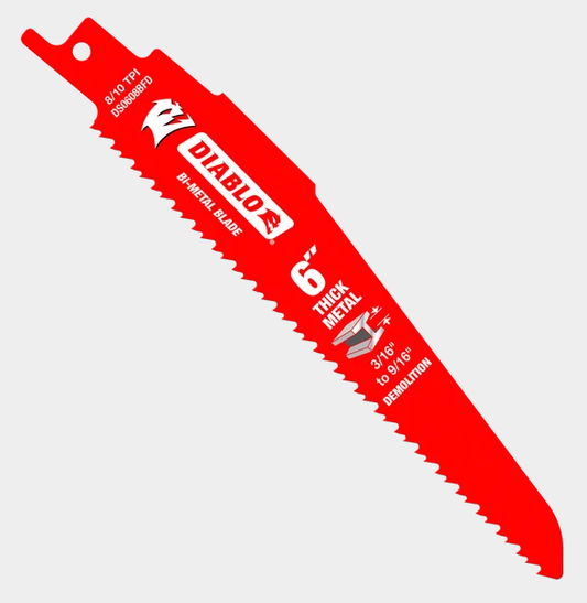 6" 8/10TPI Bi-Metal Reciprocating Saw Blades for Thick Metal (5-pk)