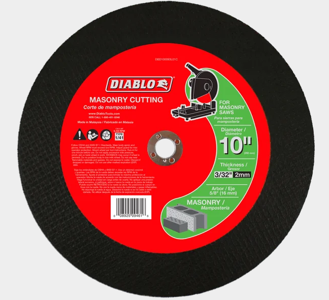 10" x 3/32" x 5/8" Masonry Cut-Off Disc