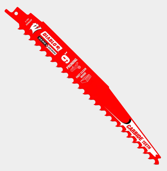 9" 3TPI Demo Demon™ Carbide Teeth Reciprocating Saw Blade for Pruning and Clean Wood
