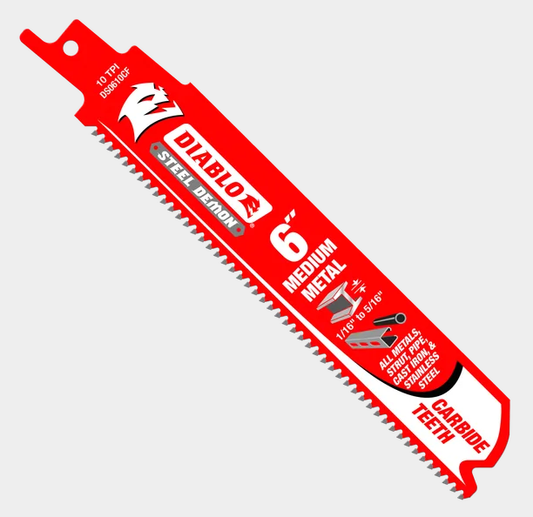 6" 10 TPI Steel Demon™ Carbide Teeth Reciprocating Saw Blades for Medium Metal (3-pk)