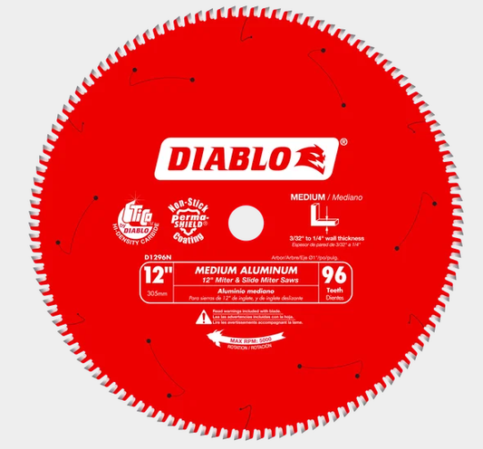 12" x 96-Teeth Saw Blade for Medium Aluminum