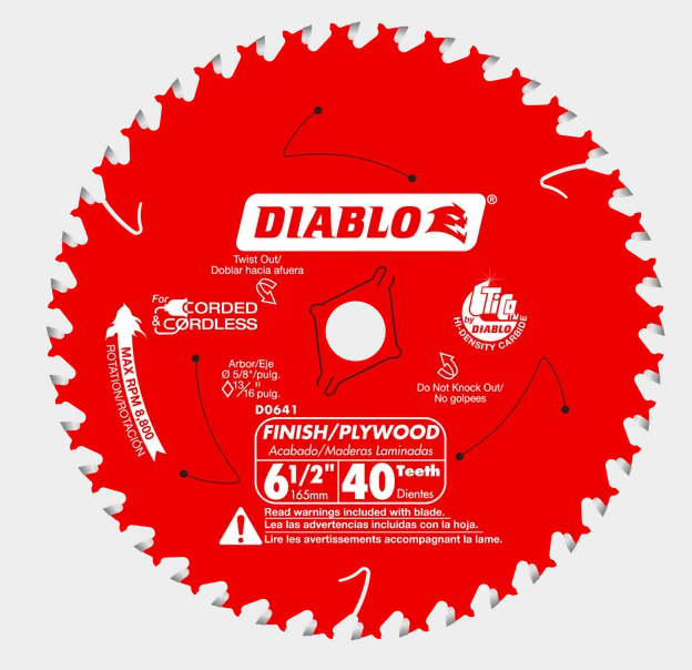 6-1/2" x 40-Teeth Finish Trim Saw Blade for Wood