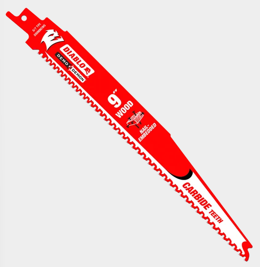 9" 5/7TPI Demo Demon™ Carbide Teeth Reciprocating Saw Blade for Nail-Embedded Wood