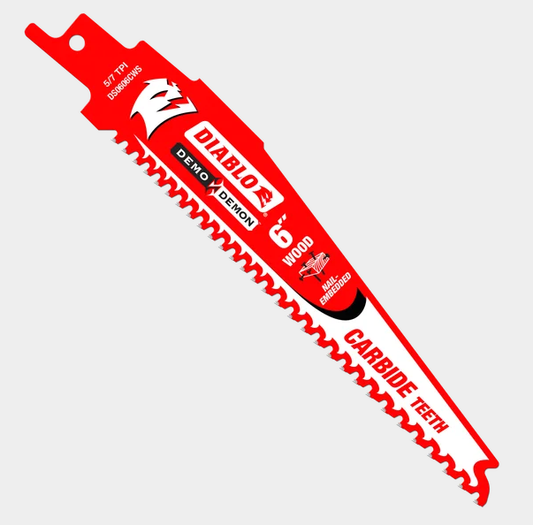 6" 5/7 TPI Demo Demon™ Carbide Teeth Reciprocating Saw Blades for Nail-Embedded Wood (3-pk)
