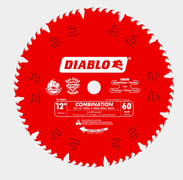 12" x 60-Teeth Combination Saw Blade for Wood