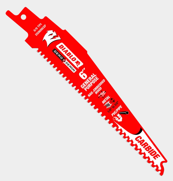 6" 6/9TPI Demo Demon™ Carbide Teeth Reciprocating Saw Blade for General Purpose Cuts