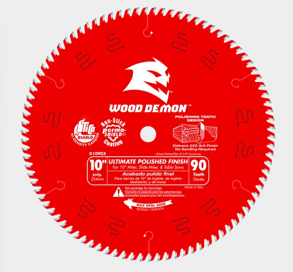 10" x 90-Teeth Wood Demon™ Ultimate Polished Finish Saw Blade for Wood