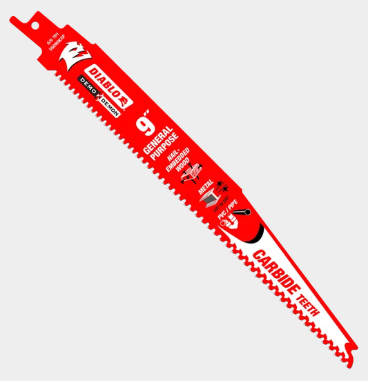 9" 6/9TPI Demo Demon™ Carbide Teeth Reciprocating Saw Blade for General Purpose Cuts