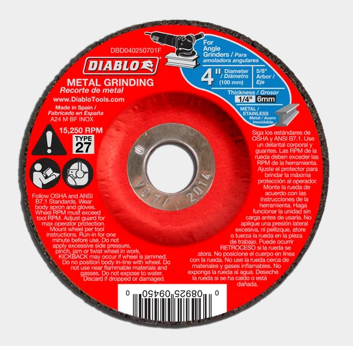 4" Type 27 Metal Grinding Disc