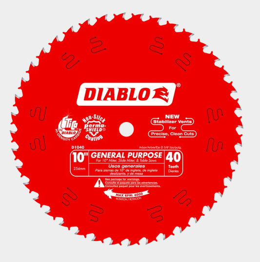 10" x 40-Teeth General Purpose Saw Blade for Wood