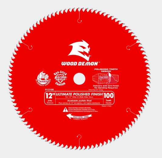 12" x 100-Teeth Wood Demon™ Ultimate Polished Finish Saw Blade for Wood