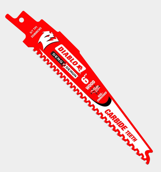 Diablo 6" 5/7TPI Demo Demon™ Carbide Teeth Reciprocating Saw Blade for Nail-Embedded Wood