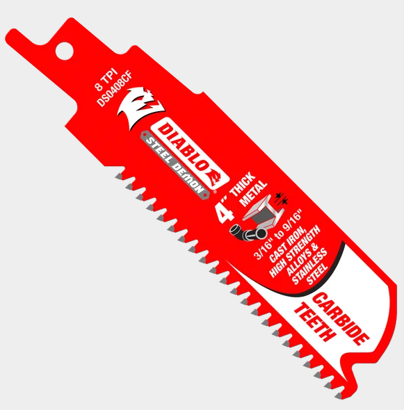 4" 8TPI Steel Demon™ Carbide Teeth Reciprocating Saw Blade for Thick Metal