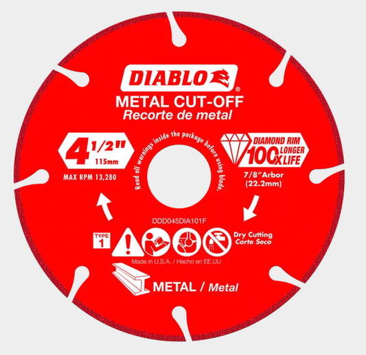 4-1/2" Diamond Metal Cut-Off Disc