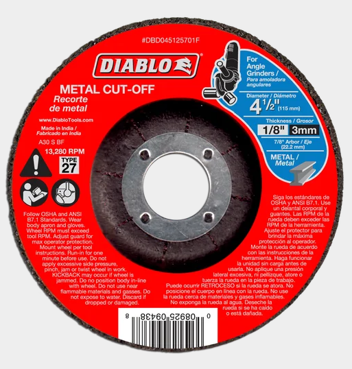4-1/2" Type 27 Metal Cut-Off Disc