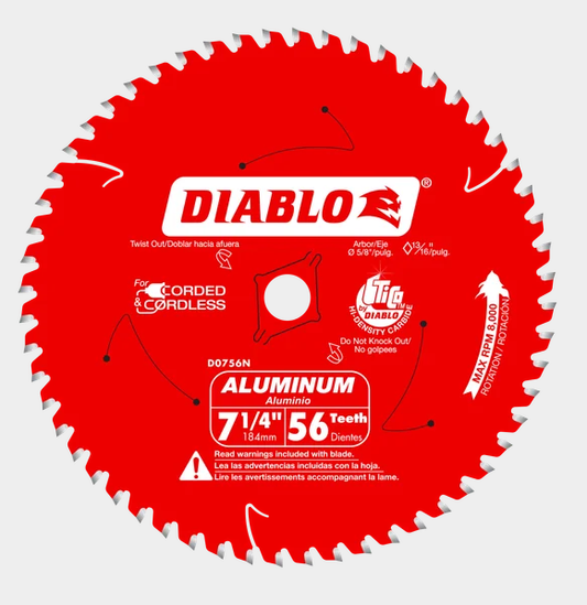 7-1/4" x 56-Teeth Saw Blade for Aluminum