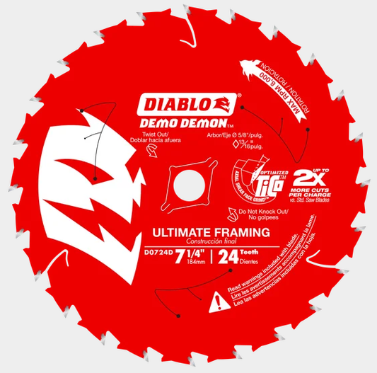 7-1/4" 24-Teeth Demo Demon™ Ultimate Framing Saw Blade for Wood