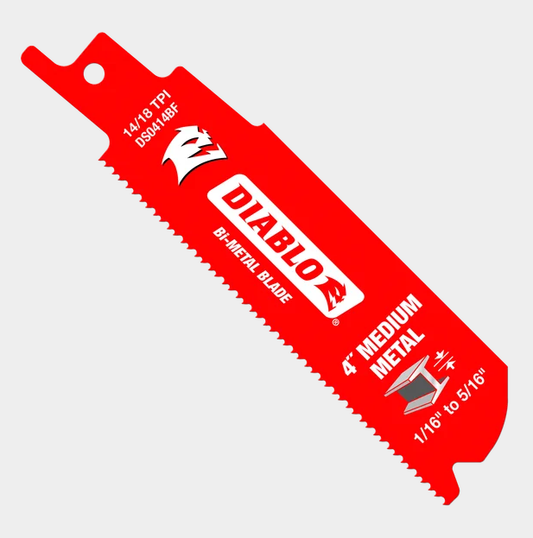 4" 14/18TPI Bi-Metal Reciprocating Saw Blades for Medium Metal (5-pk)