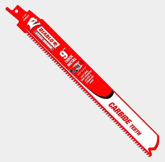 9" 8TPI Steel Demon™ Carbide Teeth Reciprocating Saw Blades for Thick Metal (3-pk)