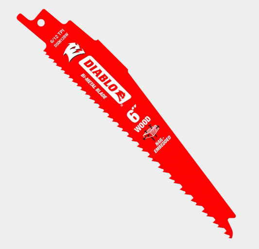 Diablo 6" 6/12TPI Bi-Metal Reciprocating Saw Blades for Nail-Embedded Wood (25-pk)