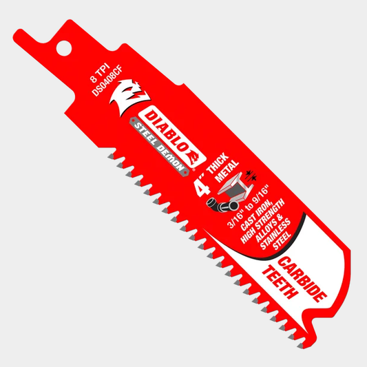 Diablo 4" 8TPI Steel Demon™ Carbide Teeth Reciprocating Saw Blades for Thick Metal (3-pk)