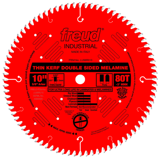 Freud 10" Thin Kerf Double Sided Laminate / Melamine