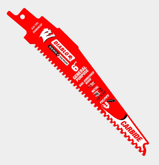 Diablo 6" 6/9 TPI Demo Demon™ Carbide Teeth Reciprocating Saw Blades for General Purpose Cuts (3-pk)