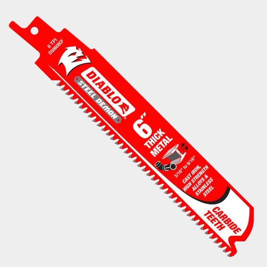 Diablo 6" 8TPI Steel Demon™ Carbide Teeth Reciprocating Saw Blades for Thick Metal (3 Pk)
